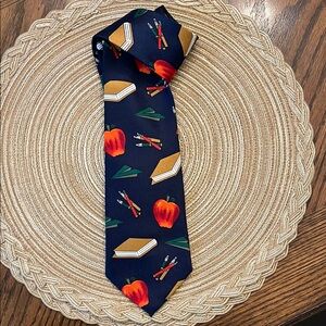 Fratello Navy Tie with School Theme